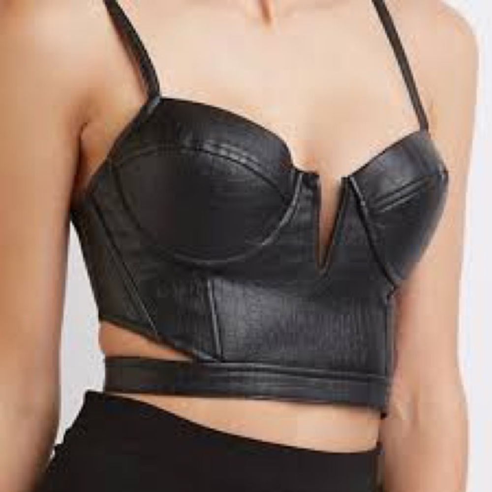 Leather Cami Top with cut outs size medium